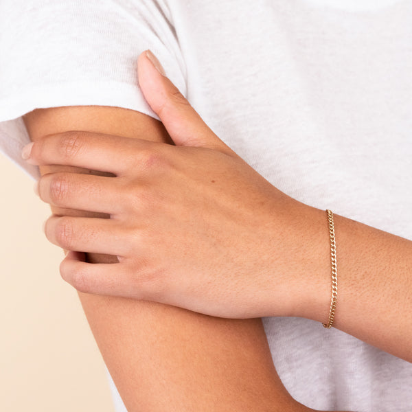 FS0110 925 Sterling Silver Simple Chain Bracelet