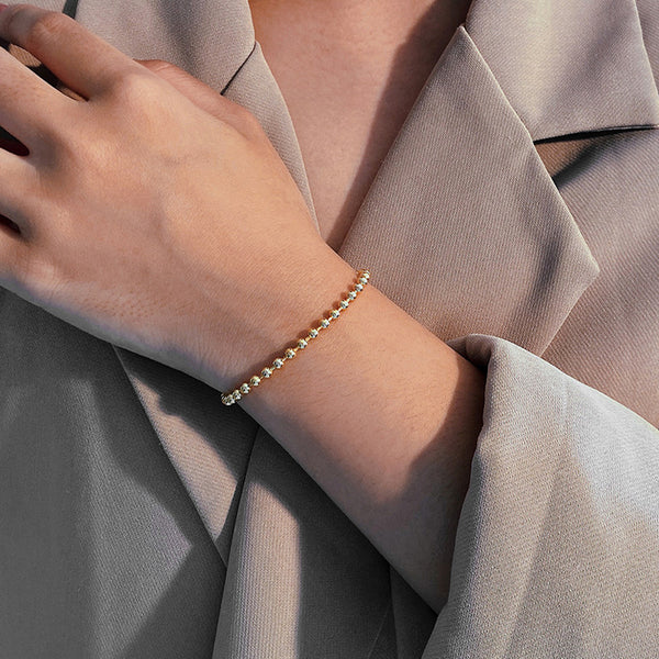 FS0339 925 Sterling Silver OT Buckle Beaded Bracelet