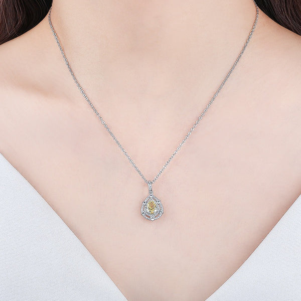 FX1210 925 Sterling Silver Teardrop CZ Necklace