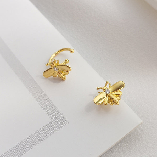 FE2560 925 Sterling Silver Honey Bee Ear Cuff