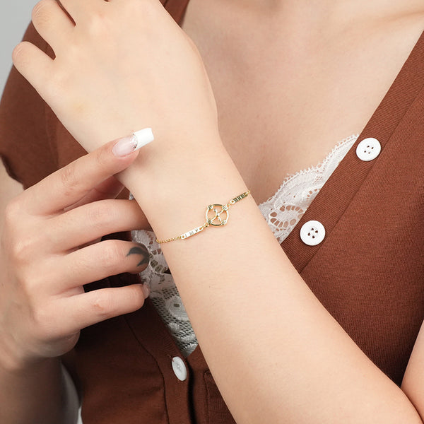 FS0367 925 Sterling Silver Vintage Roman Numeral Hands Bracelet