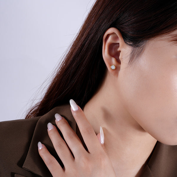 FE3056 925 Sterling Silver Bezel Stud Earring
