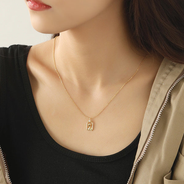 FX1032 925 Sterling Silver Minimalist Rose Pendant Necklaces