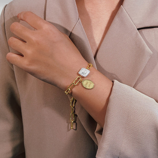 FS0372 925 Sterling Silver Good Luck Baroque Pearl Bracelet