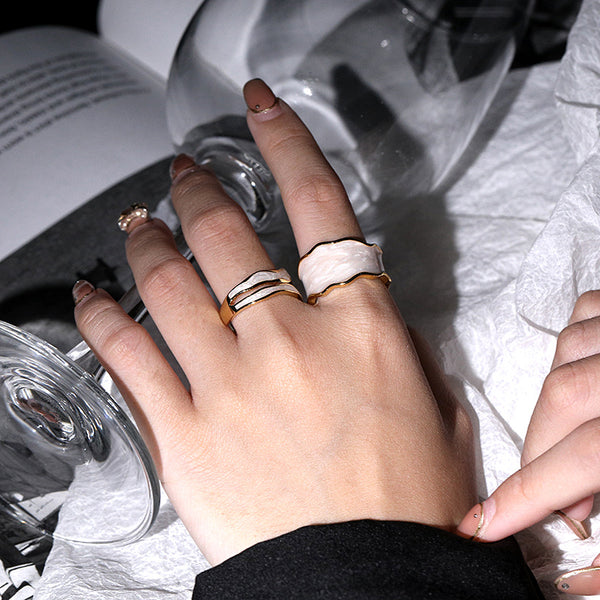 FJ0841 925 Sterling Silver Wave Enamel Ring