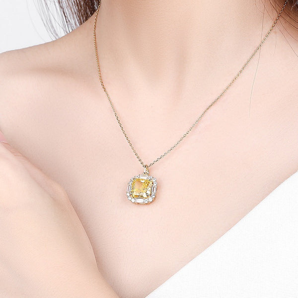 FX1223 925 Sterling Luxury Yellow Diamond Necklace