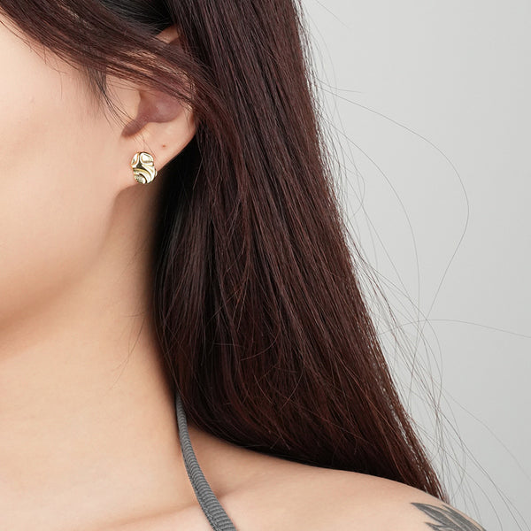 FE2672 925 Sterling Silver Irregular Wrinkled Textured Stud Earrings