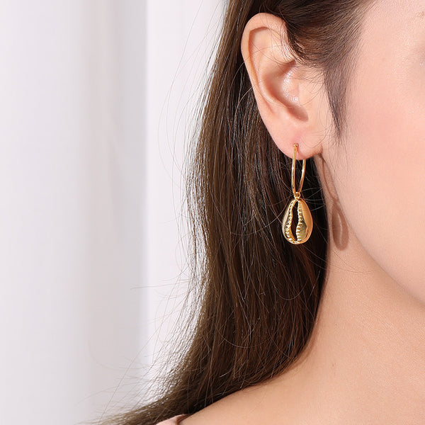 FE2555 925 Sterling Silver Dainty Broad Bean Dangle Hoop Earring