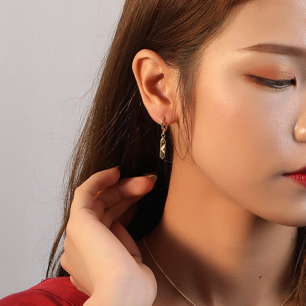 FE2556 925 Sterling Silver Dainty Tie Dangle Hoop Earring