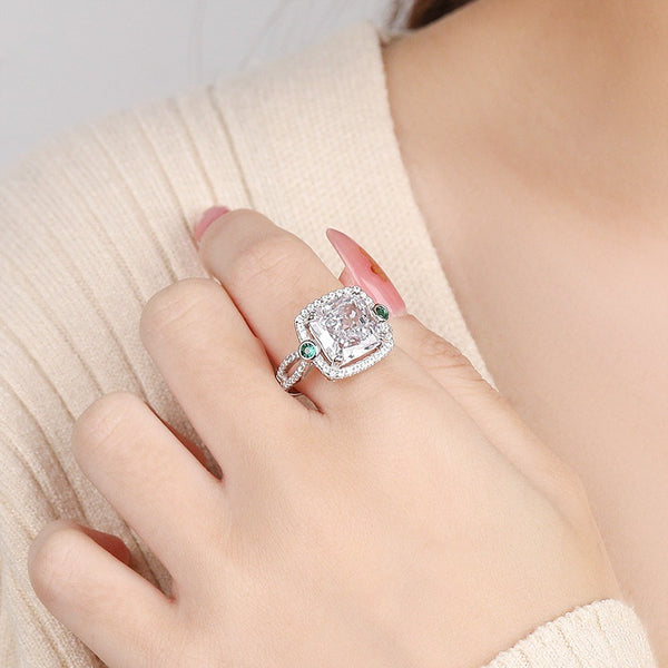 FJ1062 925 Sterling Silver Square Cubic Zirconia Ring