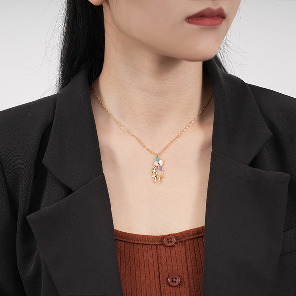 FX1068 925 Sterling Silver Mother's Day Gift Enamel Balloon Necklace