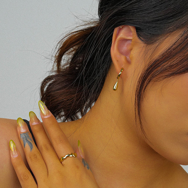 FE2513 925 Sterling Silver Water Drop Dangle Hoop Earring