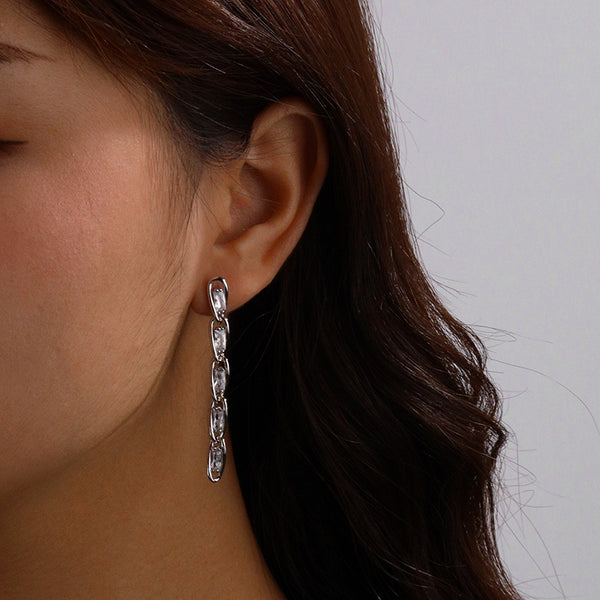 FE2636 925 Sterliang Silver Chain Dangle Stud Earring