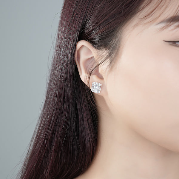 FE3007 925 Sterling Silver Square Stud Earrings