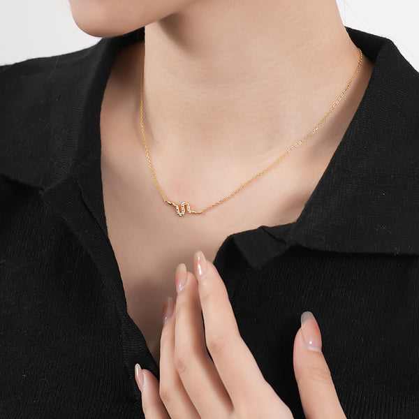 FX1023 925 Sterling Silver Cubic Zirconia Snake Pendant Necklaces