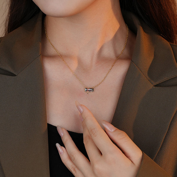 FX1257 925 Sterling Silver Melted Crystal Pendant Necklace