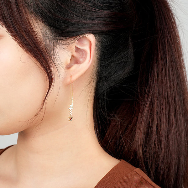 FE2585 925 Sterling Silver Dainty Tassel Colored Zircon Dangle Stud Earring