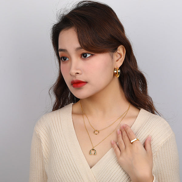 FE2545 925 Sterling Silver Dainty Glaze Metallic Hoop Earring