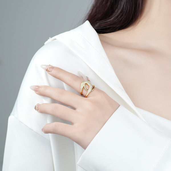 FJ1117 925 Sterling Silver Double Band Cross Ring