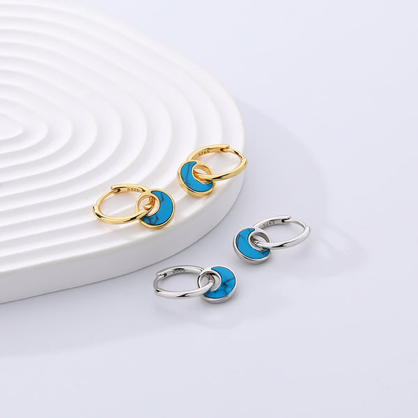 FE2247 Abalone Turquoise Dangle Earrings