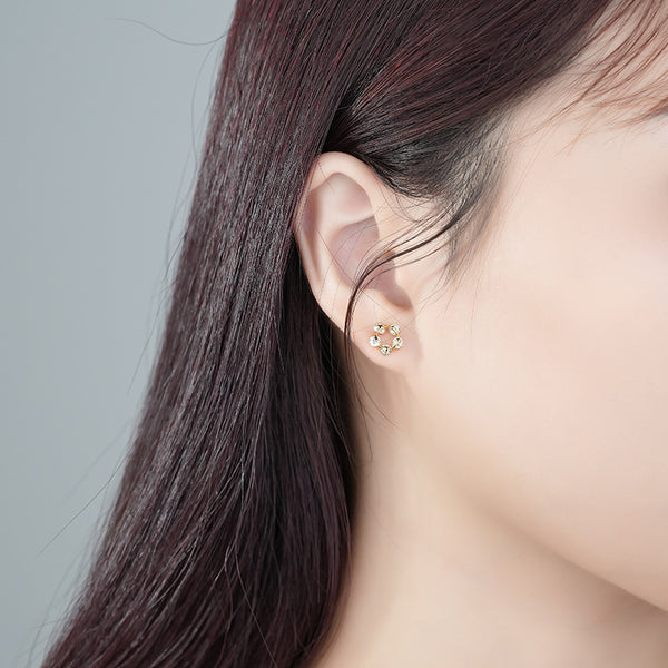 FE3025 925 Sterling Silver Flower Star Stud Earring