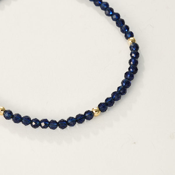 PB0053 925 Sterling Silver Blue Crystal Beaded Bracelet