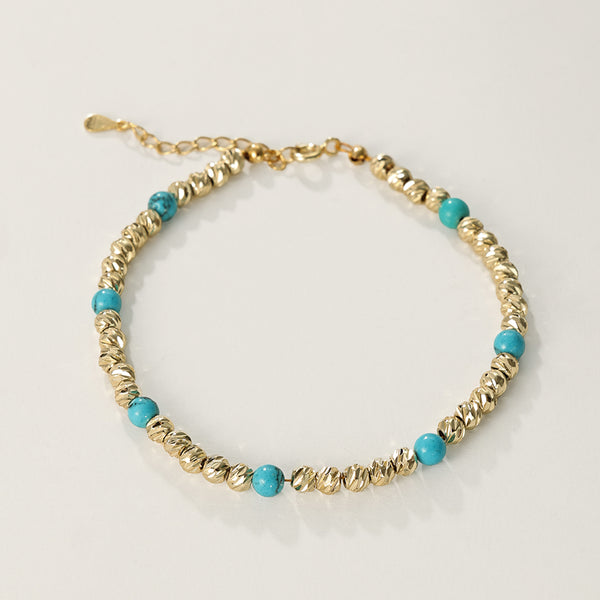 PB0060 Gold Bead Turquoise Bracelet