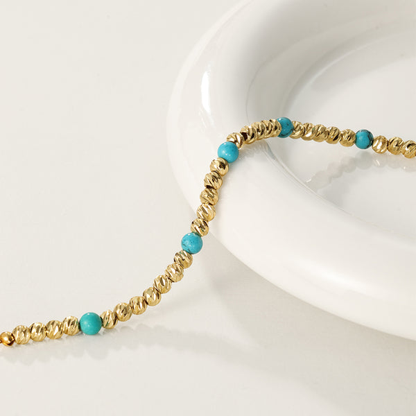 PB0060 Gold Bead Turquoise Bracelet