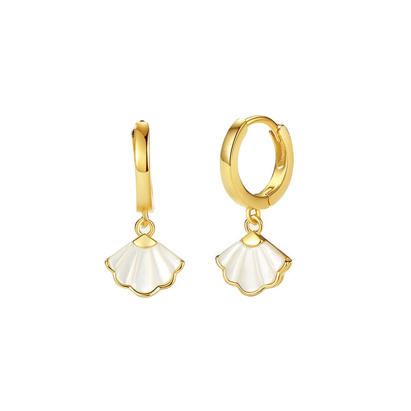 FE2401 925 Sterling Silver Mother Of Pearl Shell Dangle Earrings