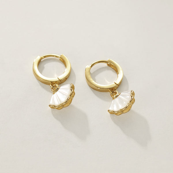 FE2401 925 Sterling Silver Mother Of Pearl Shell Dangle Earrings