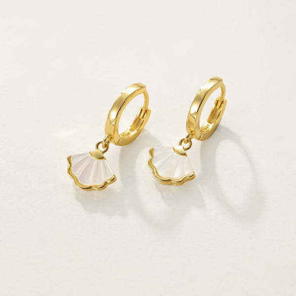 FE2401 925 Sterling Silver Mother Of Pearl Shell Dangle Earrings