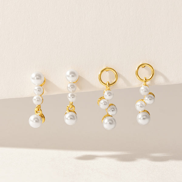 VFD0131 Stacked Shell Pearl Earring Charm Pendant