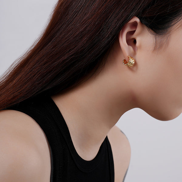 FE2570 925 Sterling Silver Dainty Vintage Leaves Stud Earring