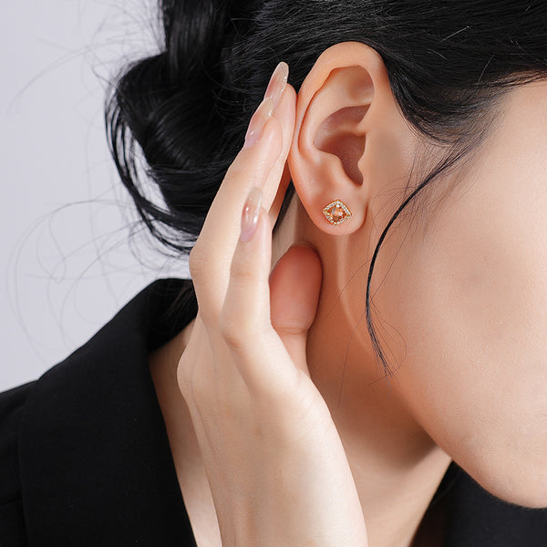 FE2691 925 Sterliang Silver Square Colorful Zircon Stud Earring