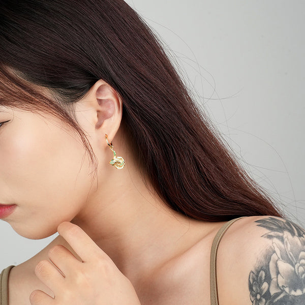 FE2510 925 Sterling Silver Boa Dangle Stud Earring