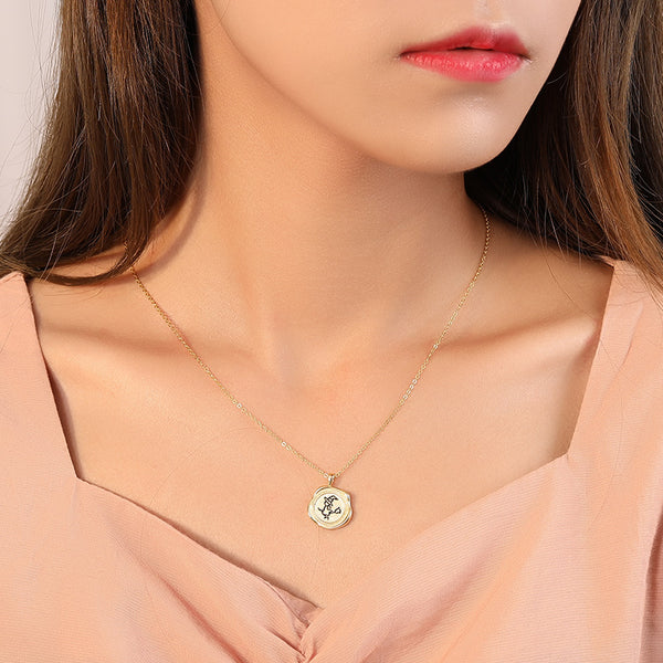 FX1051 925 Sterling Silver Cute Witch Coin Necklace