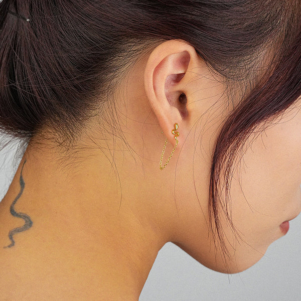 FE2588 925 Sterling Silver Dainty Chain Boa Dangle Stud Earring