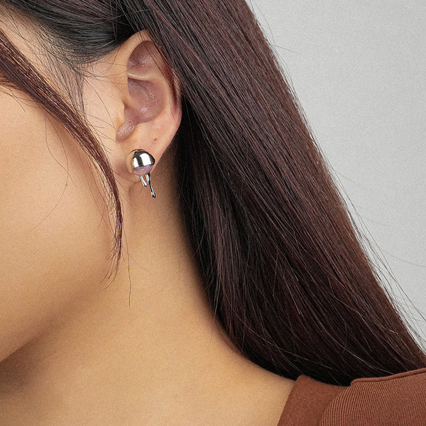 FE2614 925 Sterling Silver Lava Water Drop Pearl Stud Earring