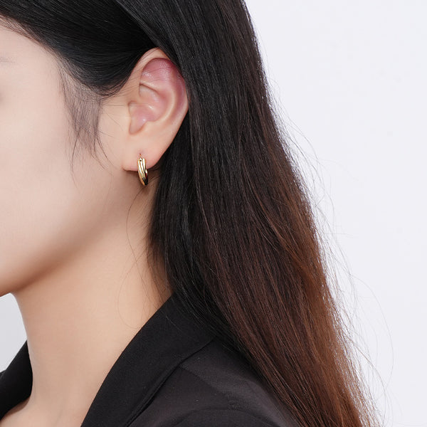 FE3045 925 Sterling Silver Bold Twisted Hoop Earring