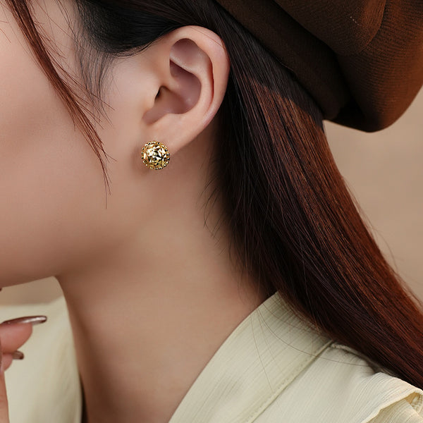 FE3059 925 Sterling Silver Sunflower Car Flower Stud Earring