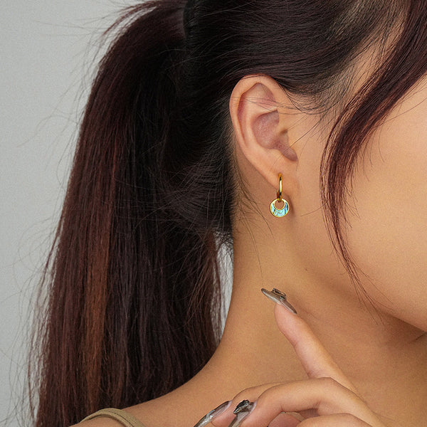 FE2247 Abalone Turquoise Dangle Earrings