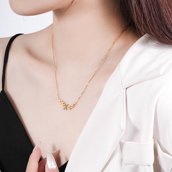 FX1234 925 Sterling Silver Flower Climber Necklace