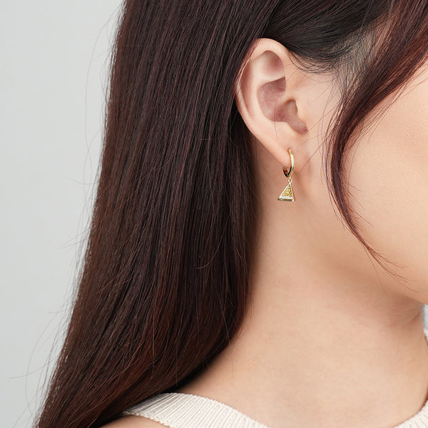 FE2507 925 Sterling Silver CZ Stone Ancient Egyptian Pyramids Dangle Earrings