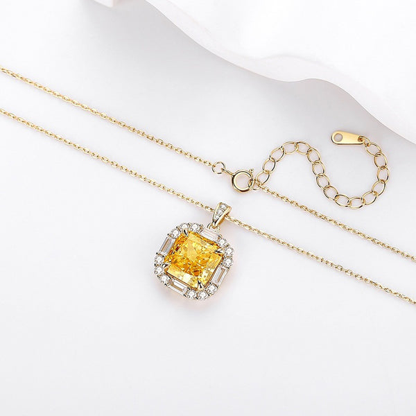 FX1223 925 Sterling Luxury Yellow Diamond Necklace