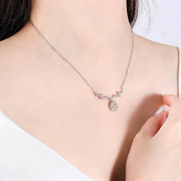 FX1224 925 Sterling Silver Buckhorn Teardrop Pendant Necklace