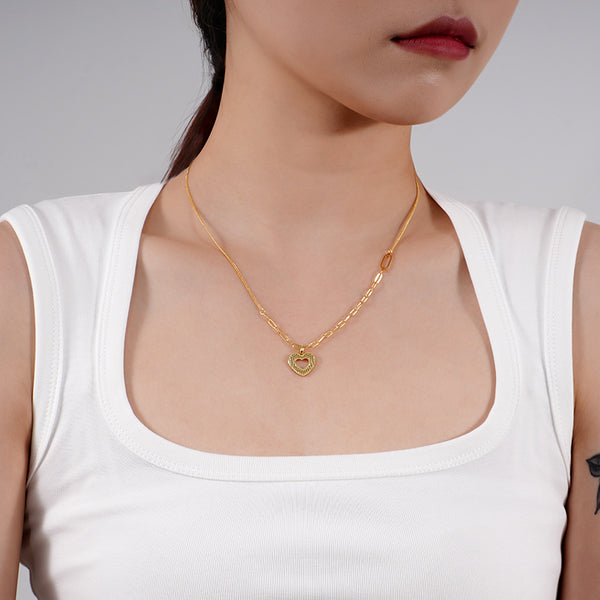 FX0966 925 Sterling Silver Heart Paperclip Bead Chain Pendant Necklaces