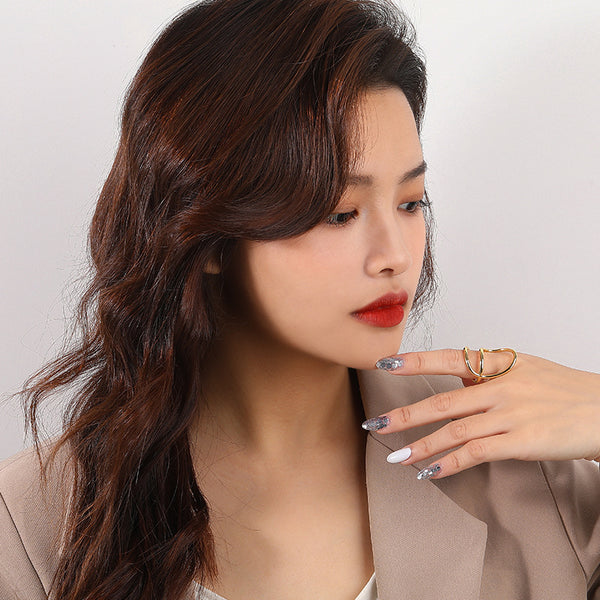 FJ0870 925 Sterling Silver Simple Geometry Ring