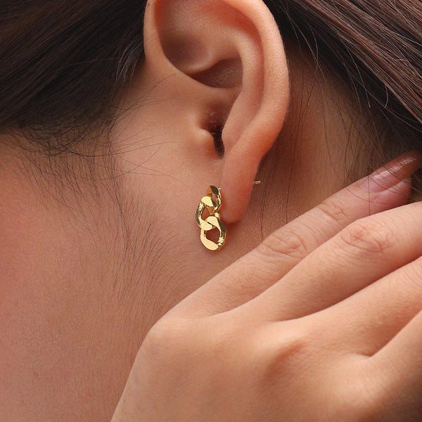 FE2655 925 Sterling Silver Fashion Chain Stud Earrings