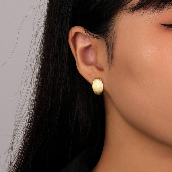 FE2704 925 Sterling Silver Simple Retro Oval Stud Earrings