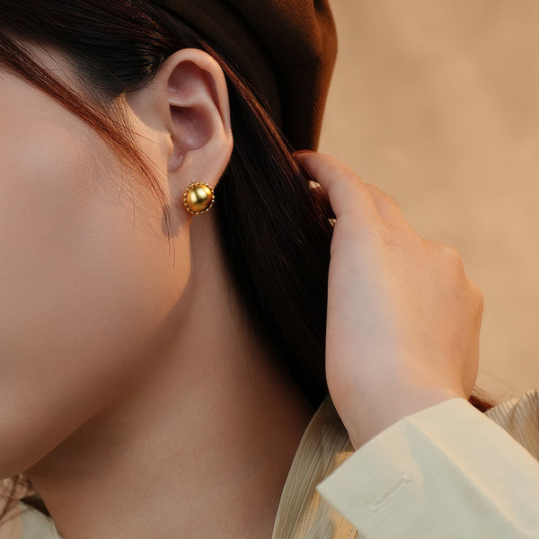 FE3060 925 Sterling Silver Frosted Sunflower Stud Earrings